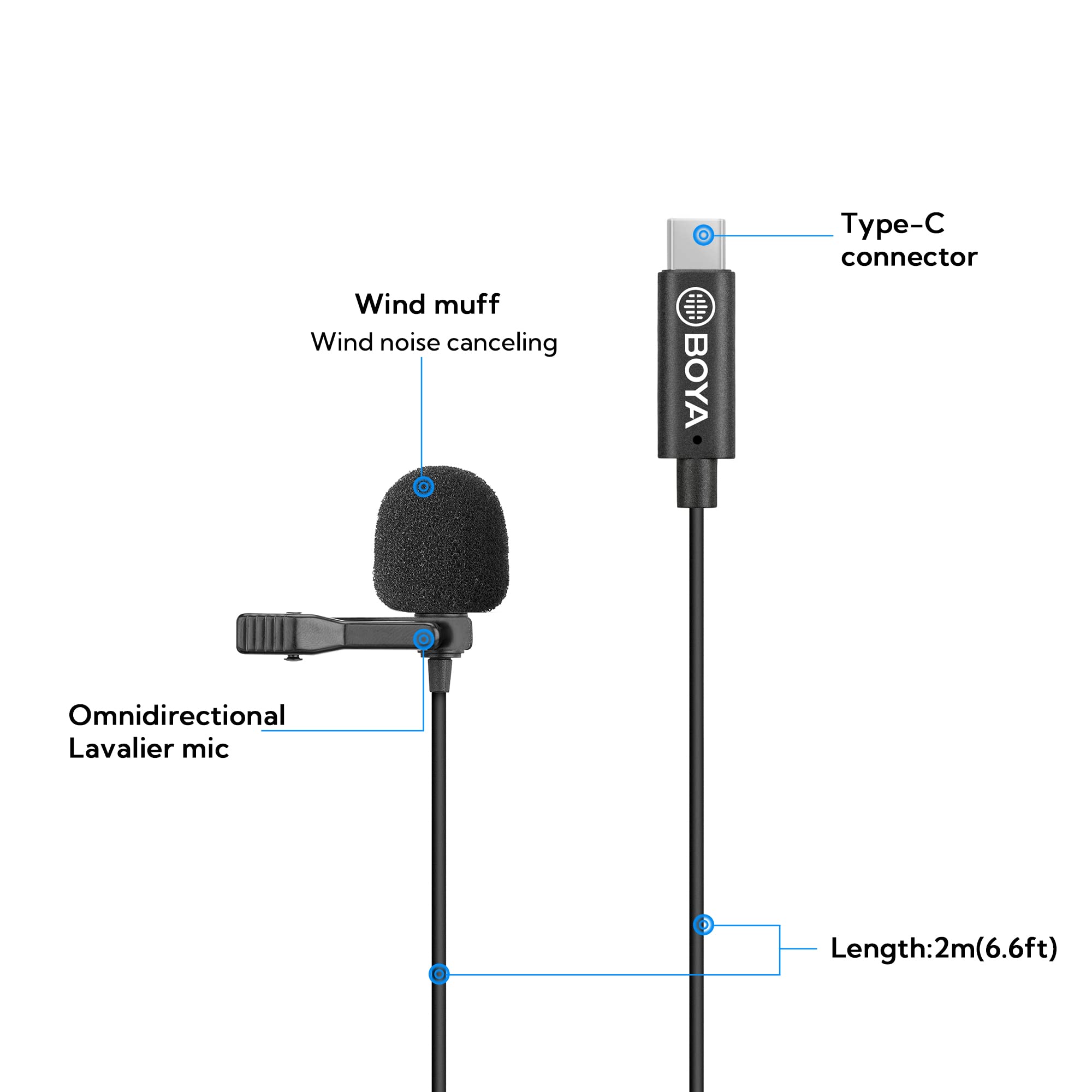 ميكروفون Digital Lavalier Type-C من Boya ميكروفون Digital Lavalier Type-C من Boya